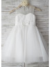 Pleated Chiffon Tulle Knee Length Flower Girl Dress